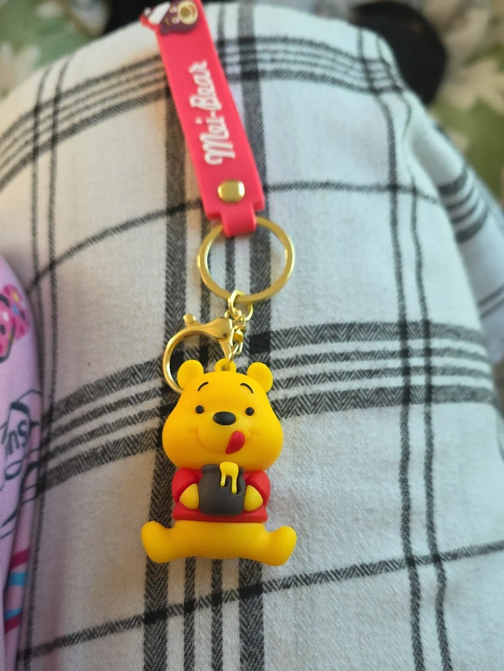 Winnie the Pooh Silicone Keychain with Honey Pot - Yellow & Red